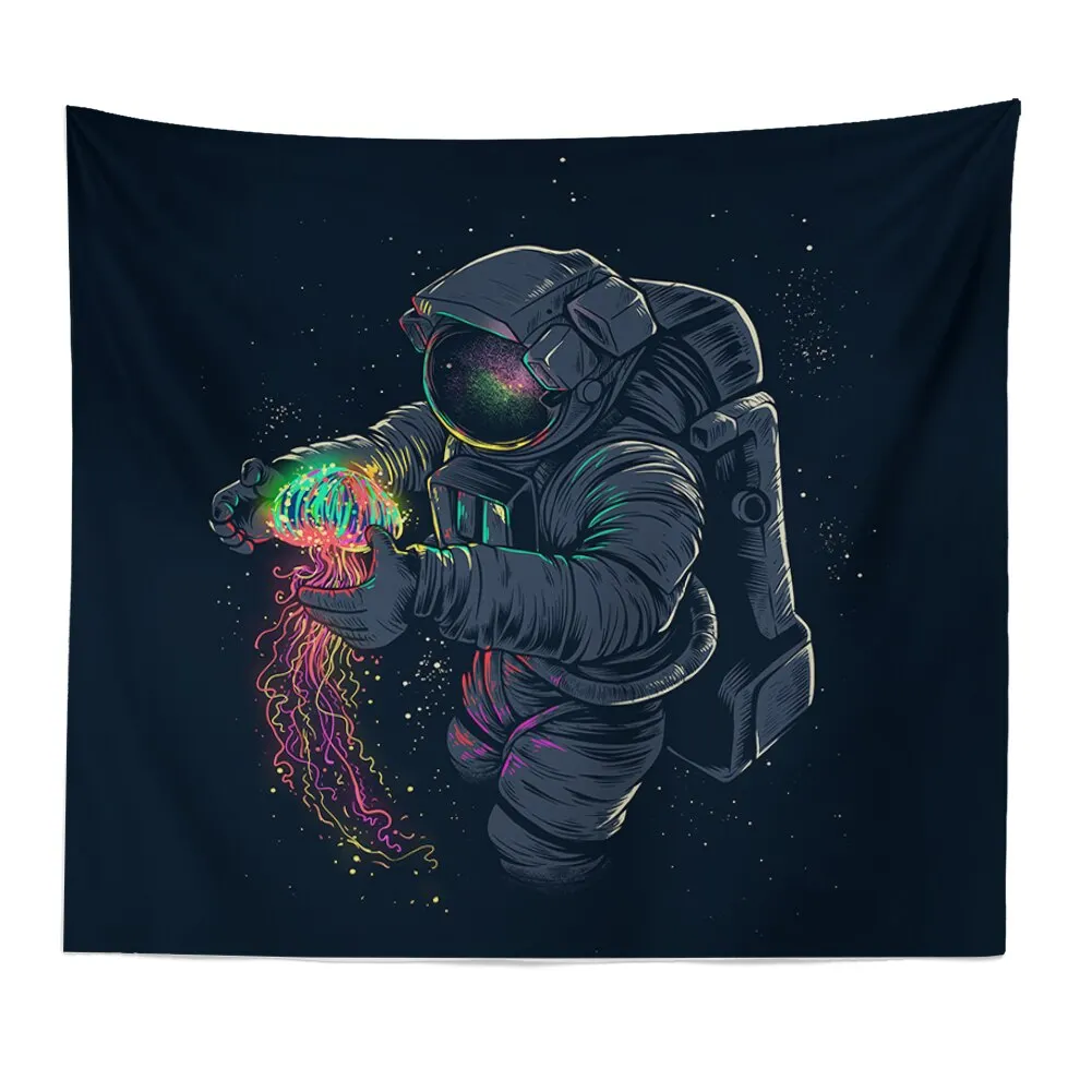 Spaceman Astronaut Wall Hanging Tapestry Hippie Psychedelic Polyestry Printed Tapestries Bedroom Background Decor Wall Carpet