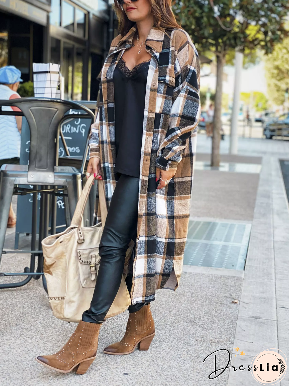 Casual Loose Button Down Plaid Cardigan