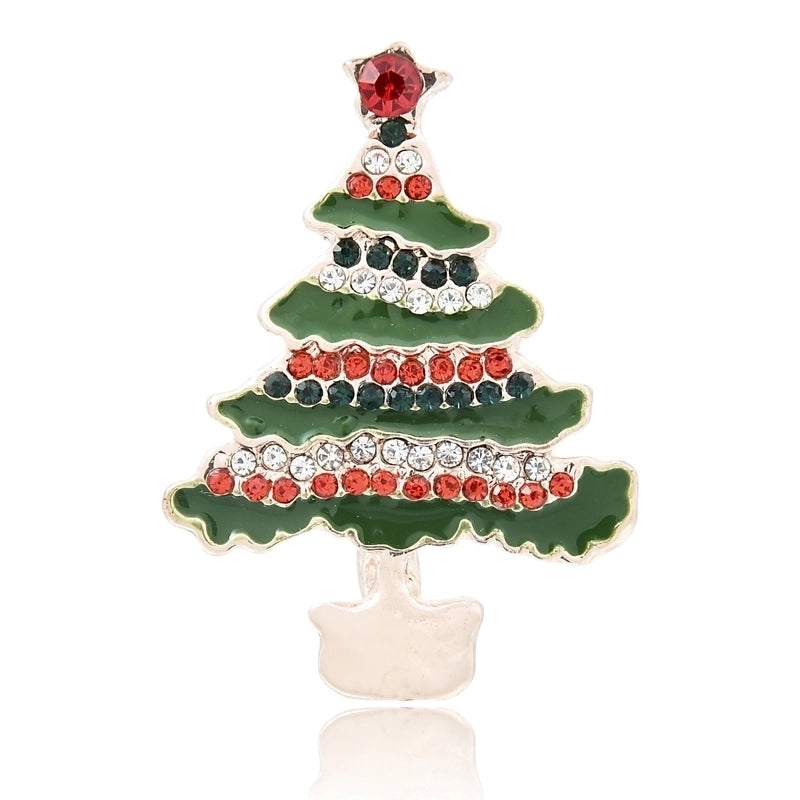 Cute Pin Christmas Tree Snowman Alloy Rhinestone Enamel Women’S Brooches