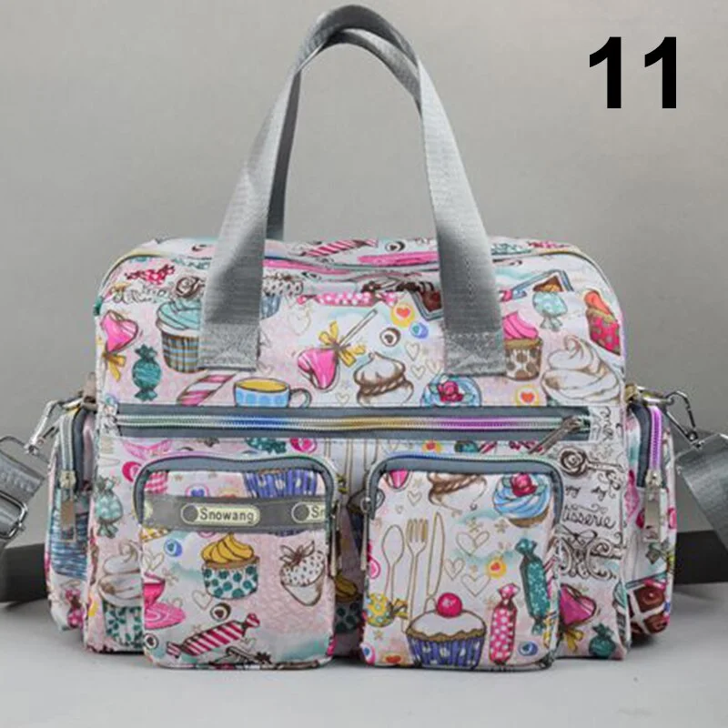 Women Handbag Vintage Flower Printed Waterproof Nylon Shoulder Messenger Bag Large Capacity Tote Bag Casual Picnic Travel Bags