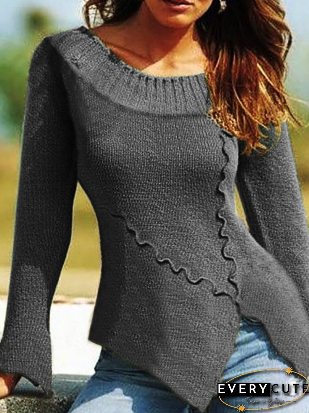 European and American large size retro casual irregular sweater