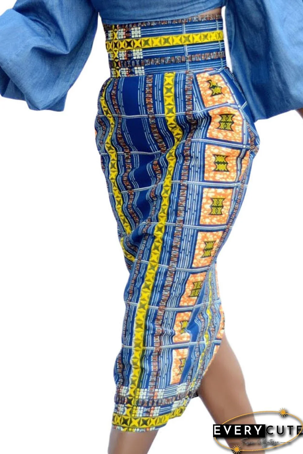 Stylish African Print High Waist Bodycon Pencil Skirt