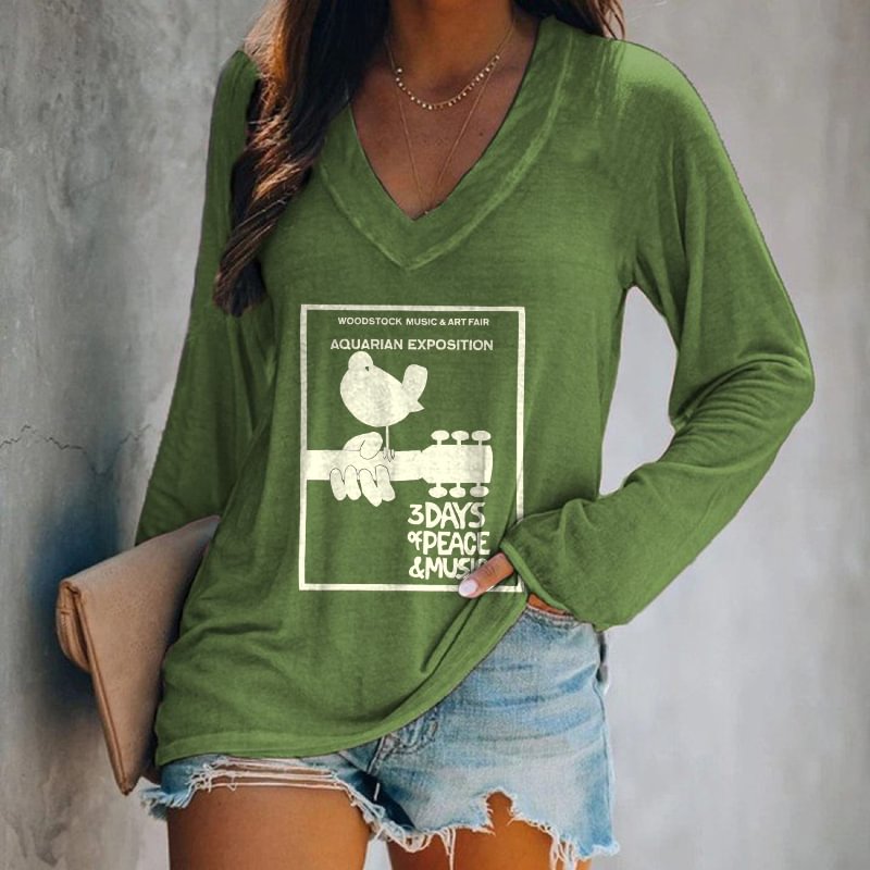 Woodstock Music & Art Fair Printed Women's Long Sleeve Tees