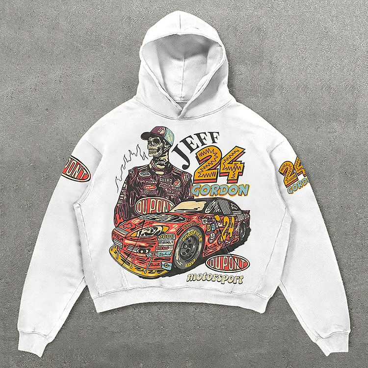 Sopula Skull Racer Jeff 24 Gordon Print Graphic Fleece Pullover Hoodie