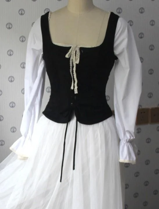 Queenfunky cottagecore style Medieval Style Vintage Square Collar Waistcoat Vest QueenFunky
