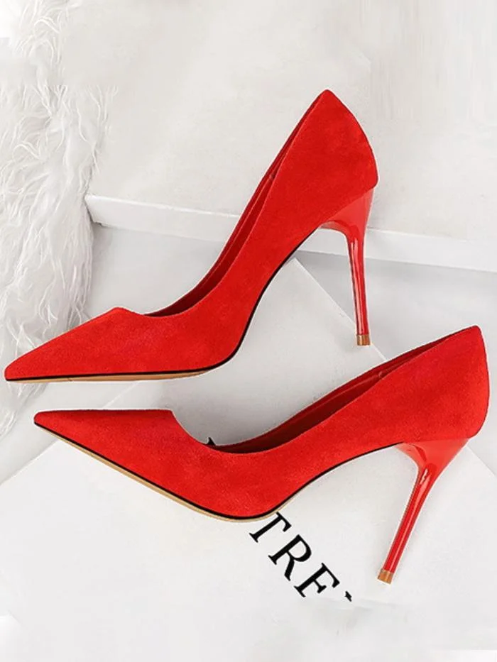 Fashion simple stiletto suede shallow pointy high-heeled sexy shoes