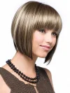 Mixed Color Short Straight Wig with Straight Bangs