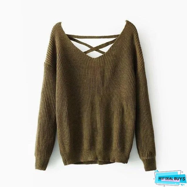 Knit Long Sleeve Backcross Sweater