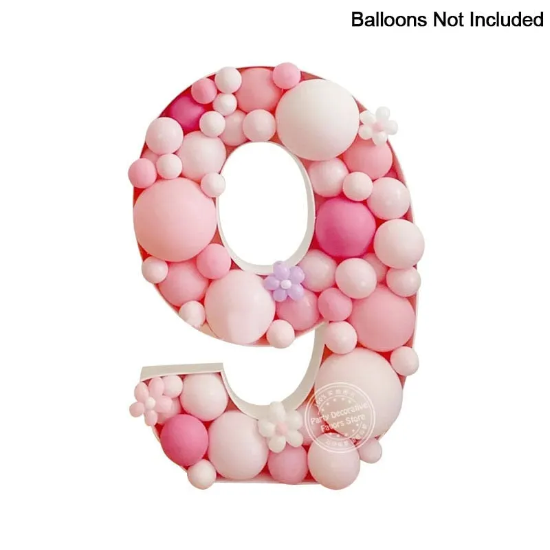 100/73cm Large Number Balloon Filling Box Frame Stand Kids Adult Birthday Party Anniversary Baby Shower DIY Decoration Wedding