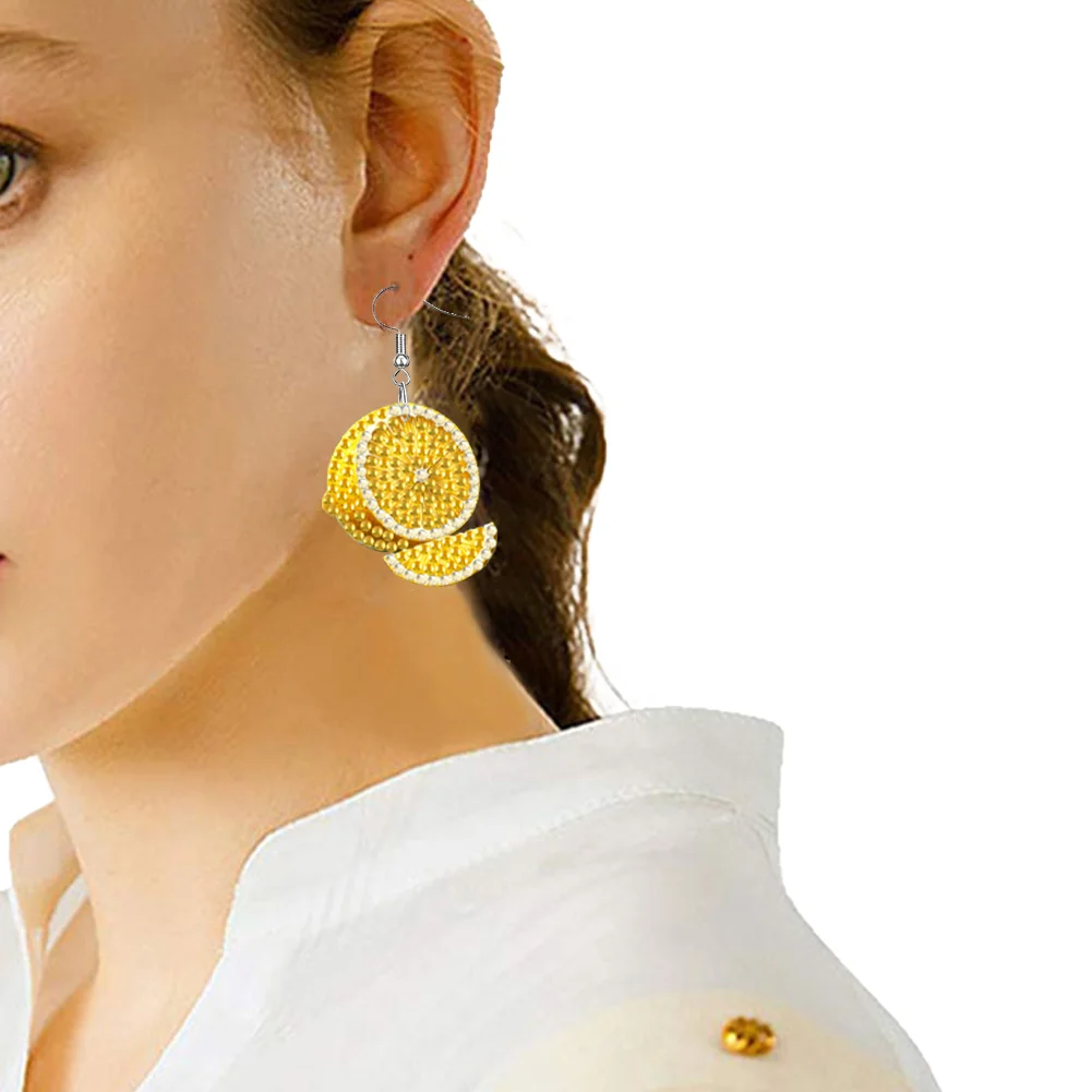 4 Pairs Fruits Double Sided Diamond Painting Earrings DIY Earrings Making Kit