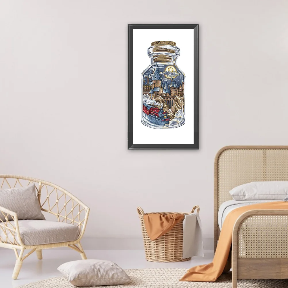 11ct Counted Cross Stitch - Castle in Bottle(19*37cm)