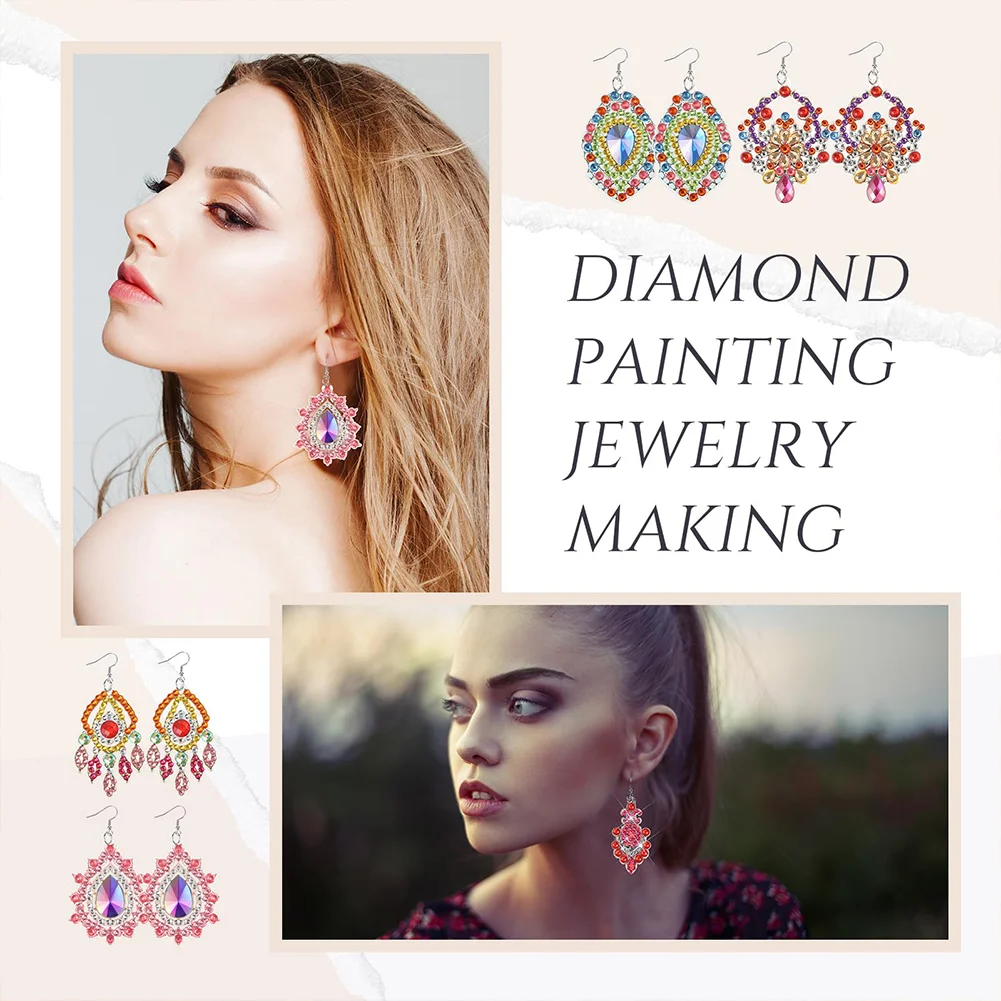 10 Pairs Double Sided Diamond Painting Earrings Gift for Women Girls 
