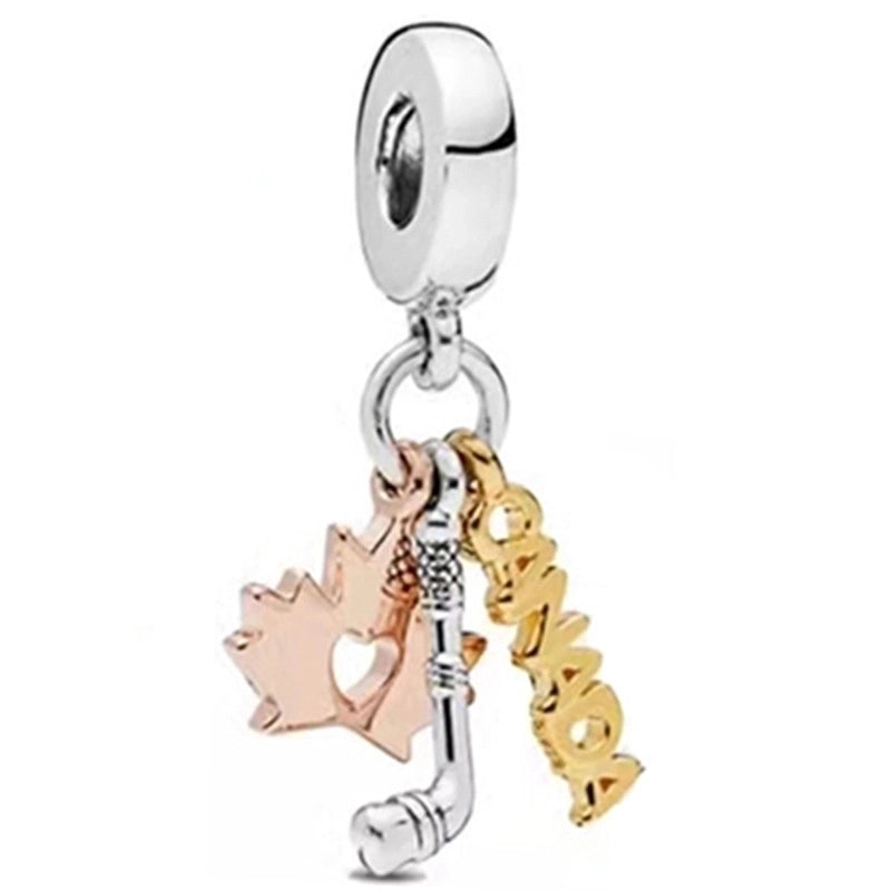 1 PC/Package Metal Rhinestones Plating Inlay Polished Pendant Beads