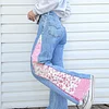  Vintage Floral-Trimmed High-Waisted Bell Bottom Jeans for Women by Inlyline
