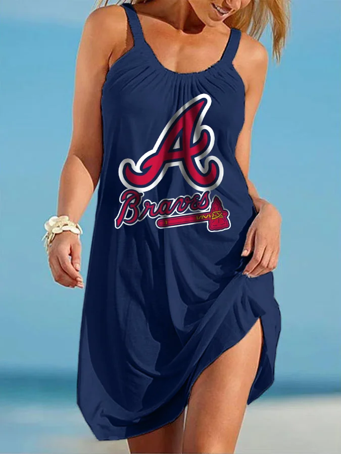 Atlanta Braves Round neck sleeveless printed dress 