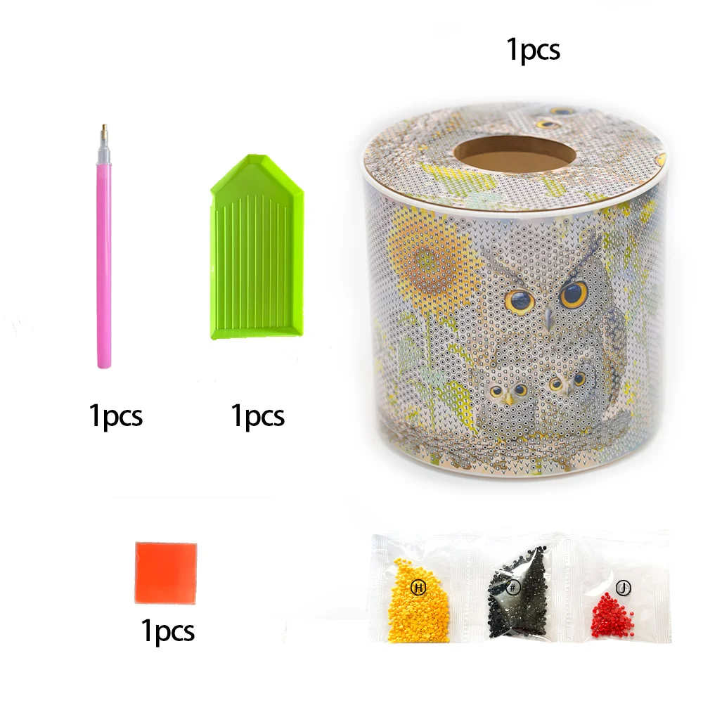 Owl DIY Diamond Painting Handmade Tissue Holder Rhinestones Crystal Tissue Box
