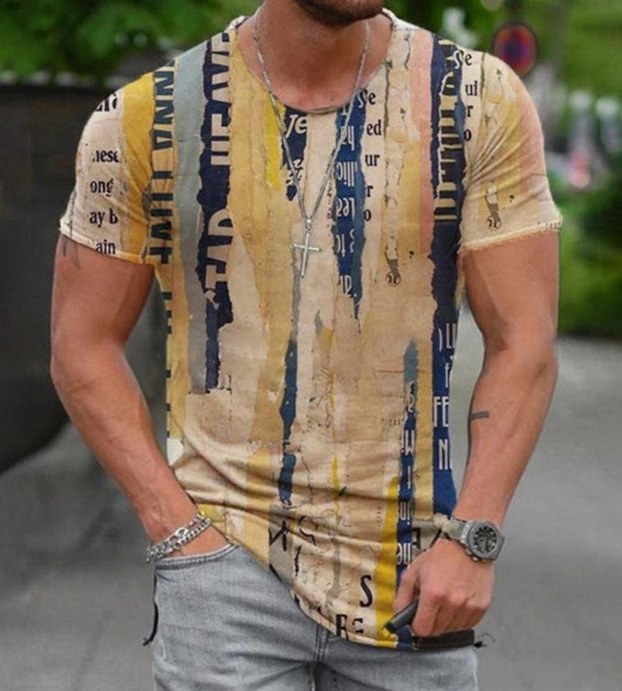 Men spliced Print T-shirts