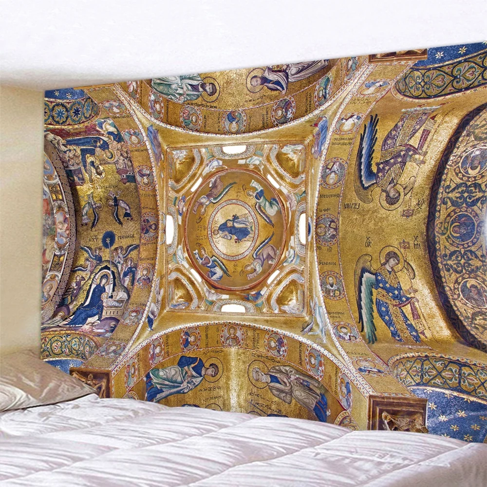 Nigikala Church mural bookshelf tapestry home decoration Angel Bohemian decoration psychedelic scene yoga mat sofa blanket