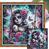 (US Only)Halloween Girl Printed Cross Stitch Kit 40x40cm DIY 11CT Embroidery Craft Set