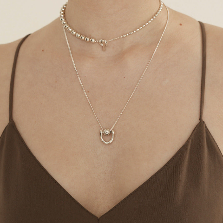 925 Sterling Silver Expressive Circle Polka Dot Round Geometric Silver Necklaces