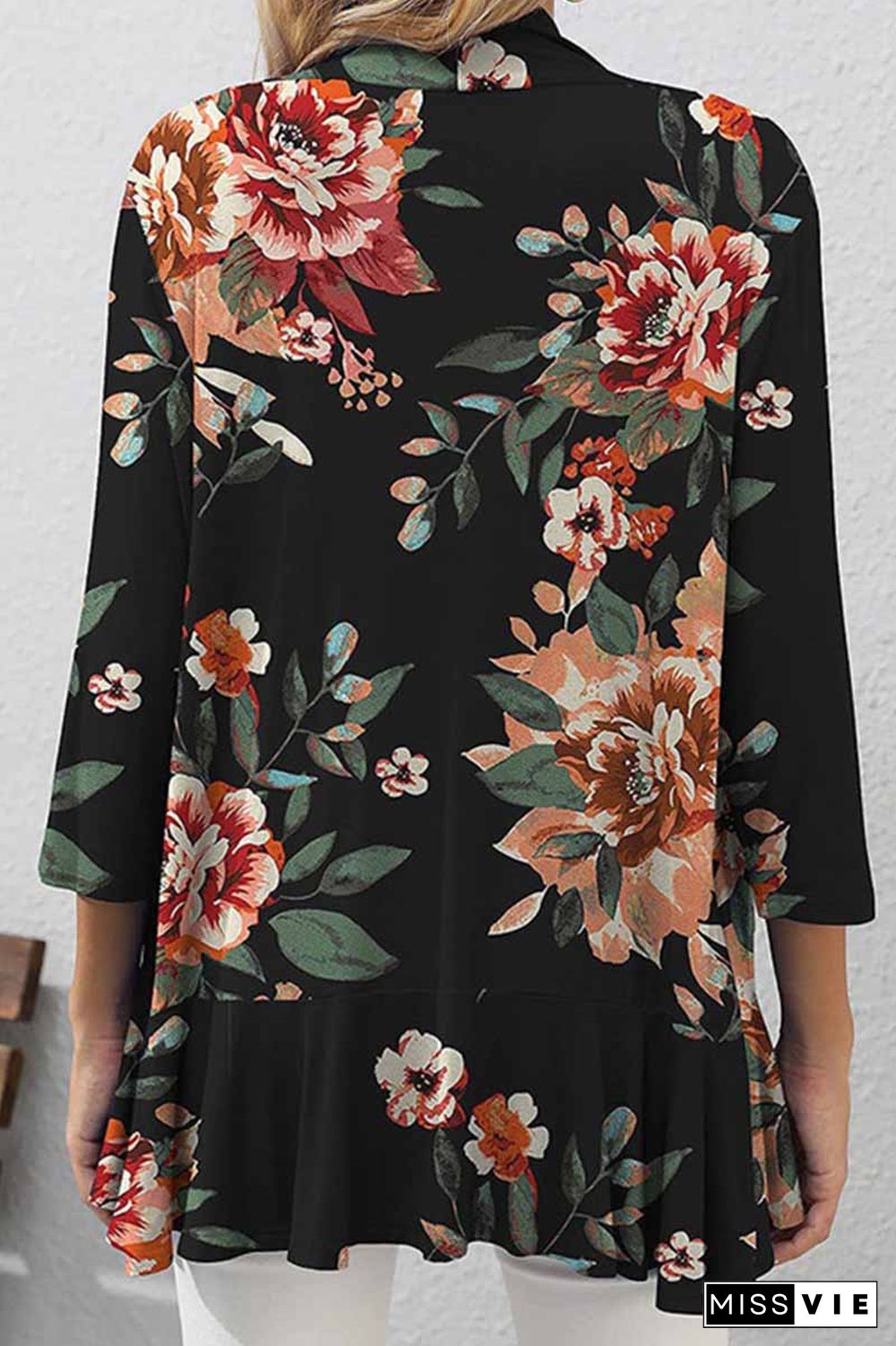 Casual Print Patchwork Cardigan Collar Tops