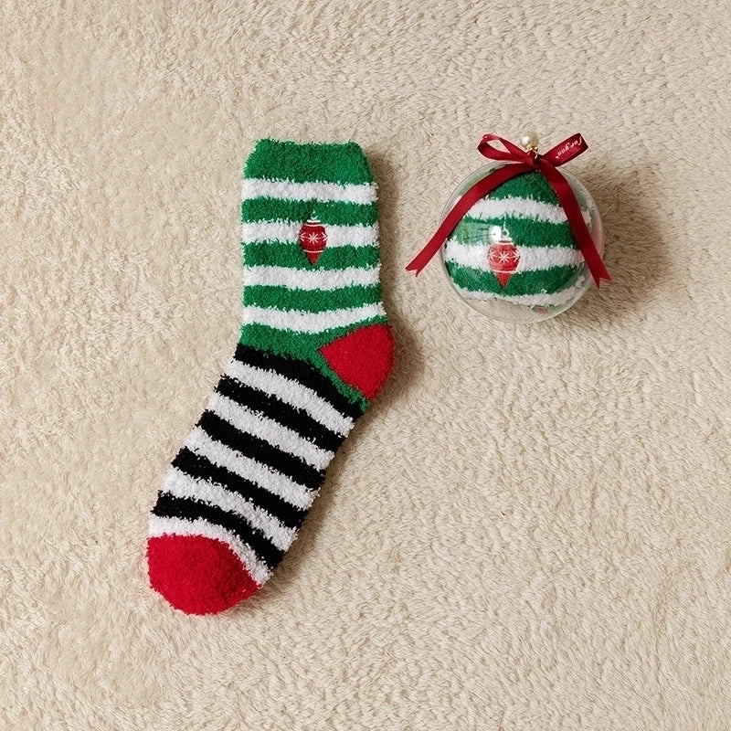 Women’s Minimalist Christmas Tree Santa Claus Snowman Cotton Jacquard Crew Socks