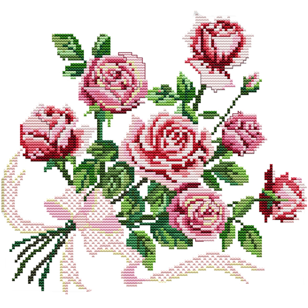

Rose - 14CT Stamped Cross Stitch - 29*29CM, 501 Original