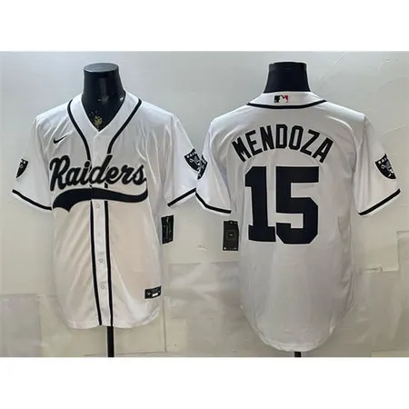 Youth Las Vegas Raiders #15 Fernando Mendoza White Cool Base Stitched Baseball Jersey