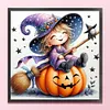 Halloween Witch And Pumpkin-11CT Stamped Cross Stitch 40*40cm/15.75*15.75in tapestrymarket