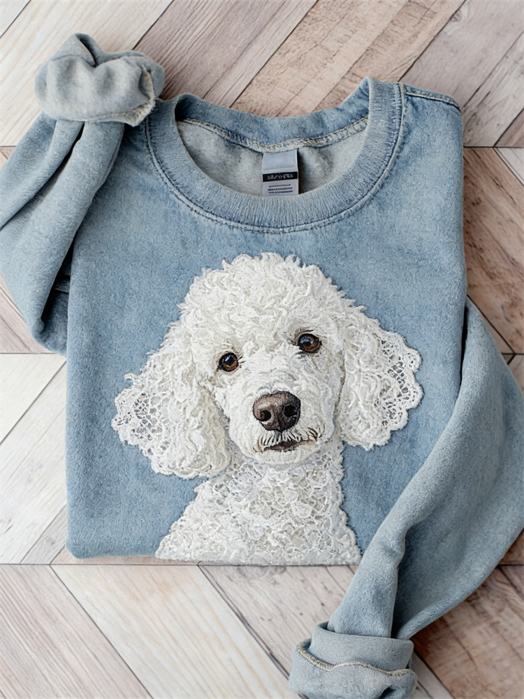 Vintage Dog Lace Art Washed Sweatshirt wearshes