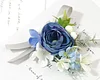 10PCS Blue Wedding Catering Bridal Groom Guests Corsage Boutonniere Wrist Artificial Flower Bouquets