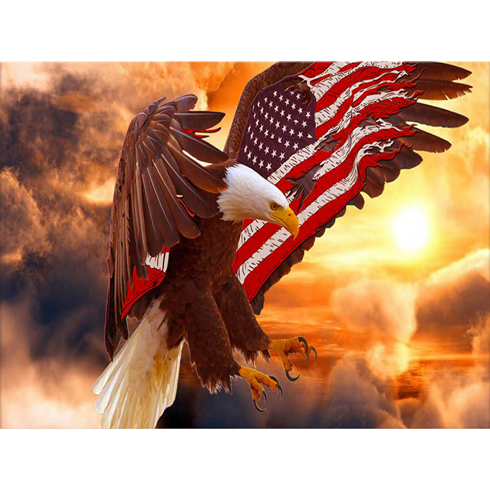 Eagle American Flag- Full Round Diamond Painting