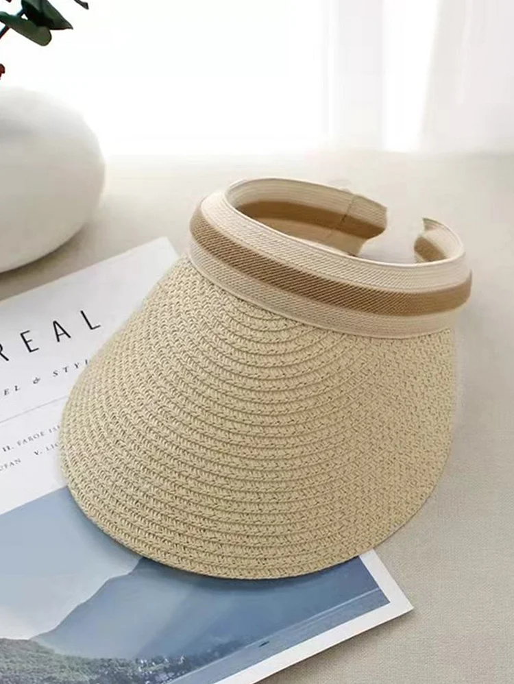 Minimalist Straw Empty Top Outdoor Visor Hat