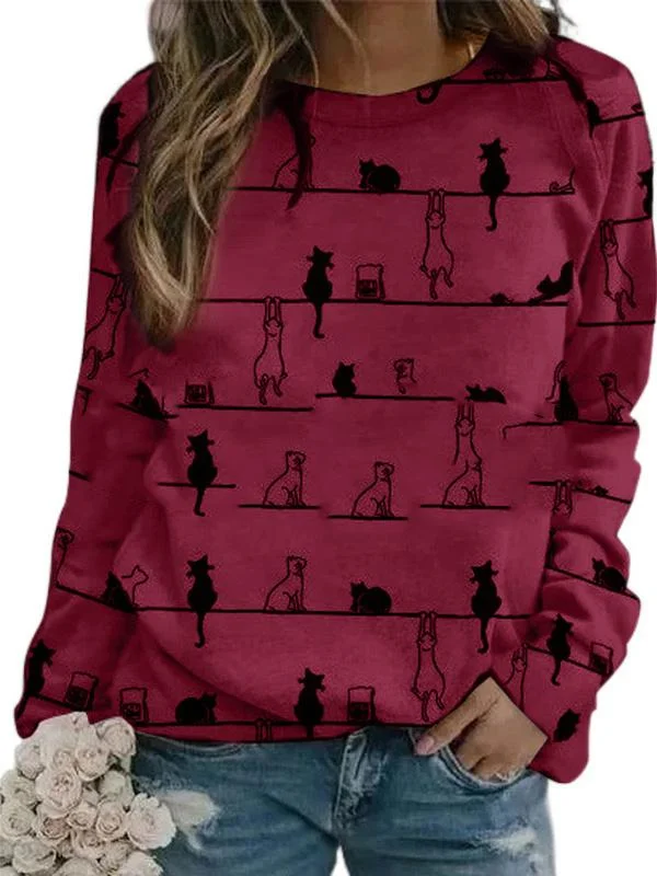 Women Long Sleeve Scoop Neck Printed Top