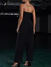 Spaghetti-Neck Solid Color Backless Loose Casual Jumpsuit