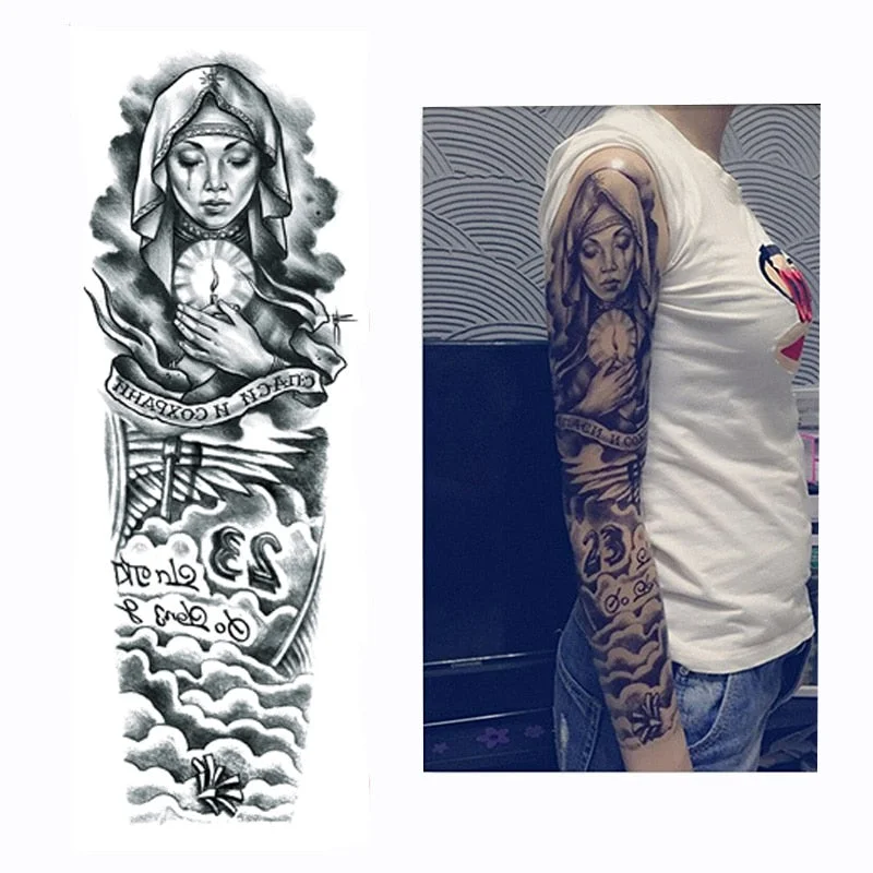 Full Flower Arm Tattoo Sticker 40models Fish Peacock Lotus Temporary Body paint Water Transfer fake Tatoo sleeve