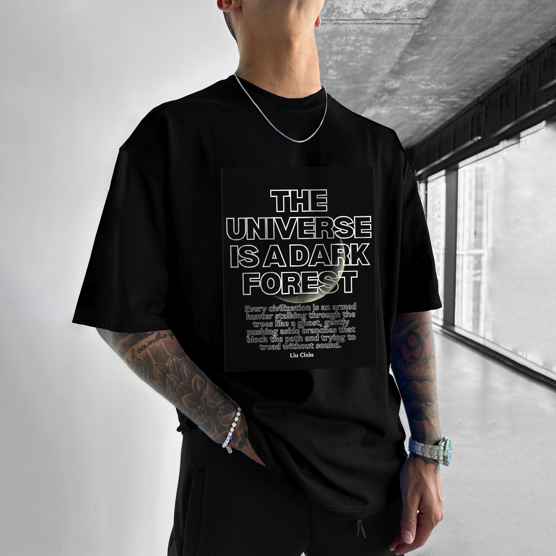 Oversized Universe Is Dark Forest Printed T-shirt