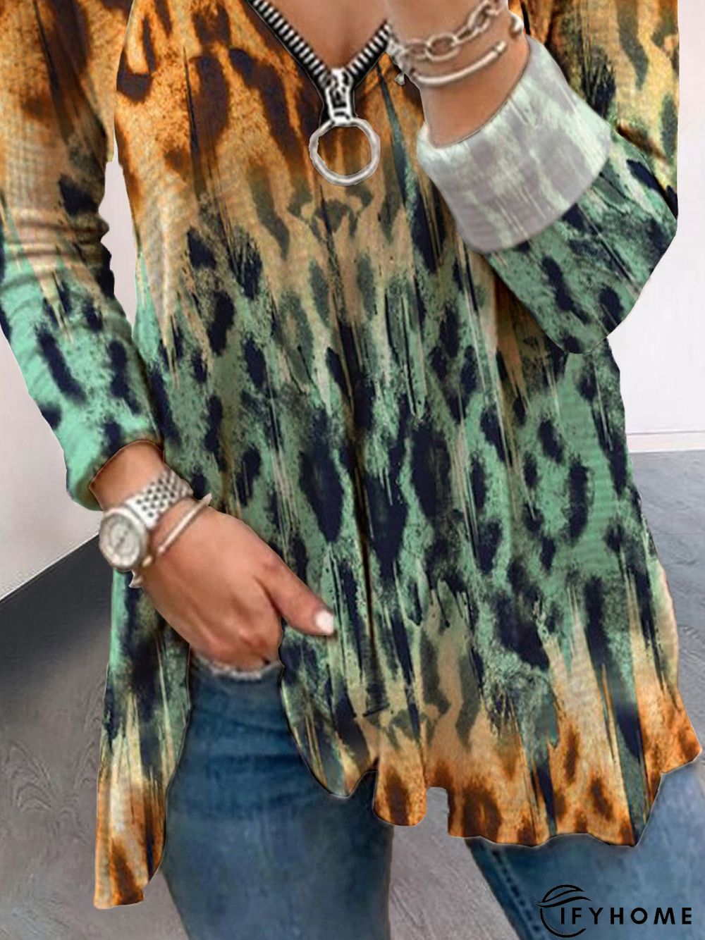 Long Sleeve Cotton-Blend Tunic T-Shirt | IFYHOME