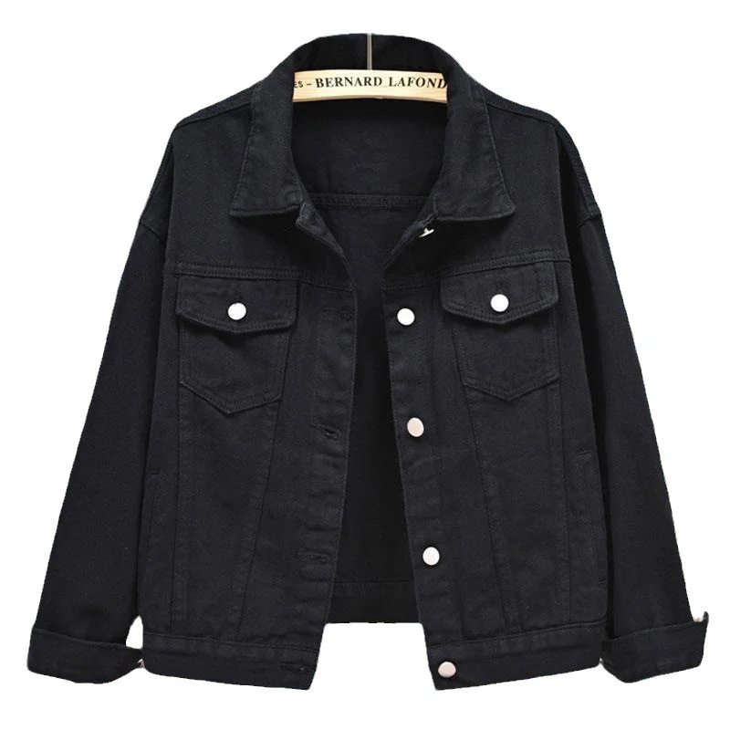 Toloer Toloer Denim Jacket Women's Loose Summer Korean Casual Versatile 2024 Short Jacket Long Sleeve Jacket-Outfit Ideas