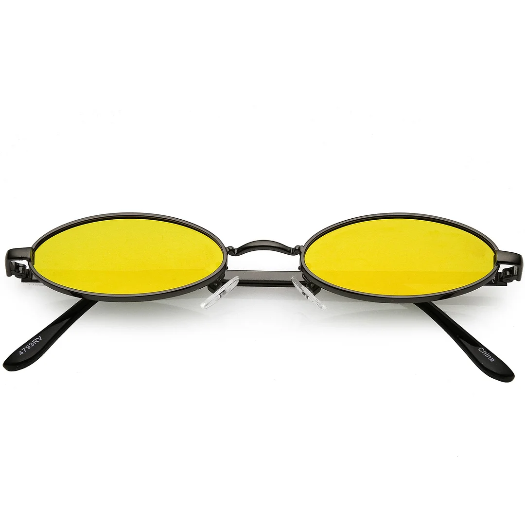 Extreme Small Oval glasses Color Mirrored Flat Lens 51mm