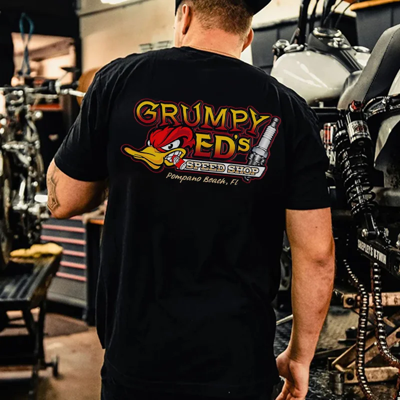 GRUMPY ED'S SPEED SHOP Hot Rod Bird Print Men's T-shirt