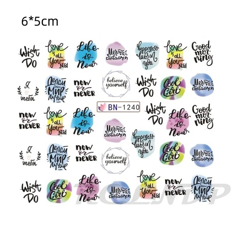 Water sticker for nail art decoration slider skull witch with rose flower watercolor ink design decal lacquer accessoires