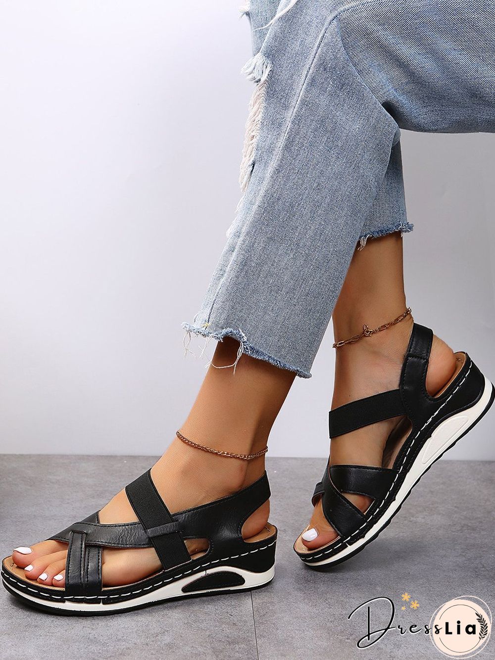 Casual Elastic Low Heel Sandals