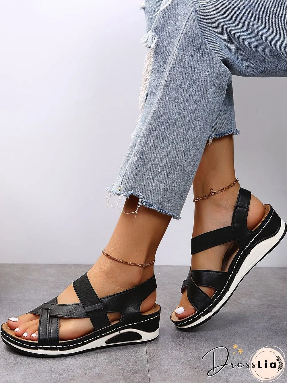 Casual Elastic Low Heel Sandals
