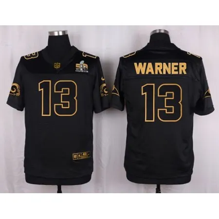 Rams #13 Kurt Warner Black Men's Stitched NFL Elite Pro Line Gold Collection Jersey