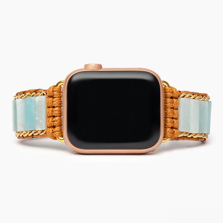 Rectangular Amazonite Apple Watch Strap Braided Bracelet