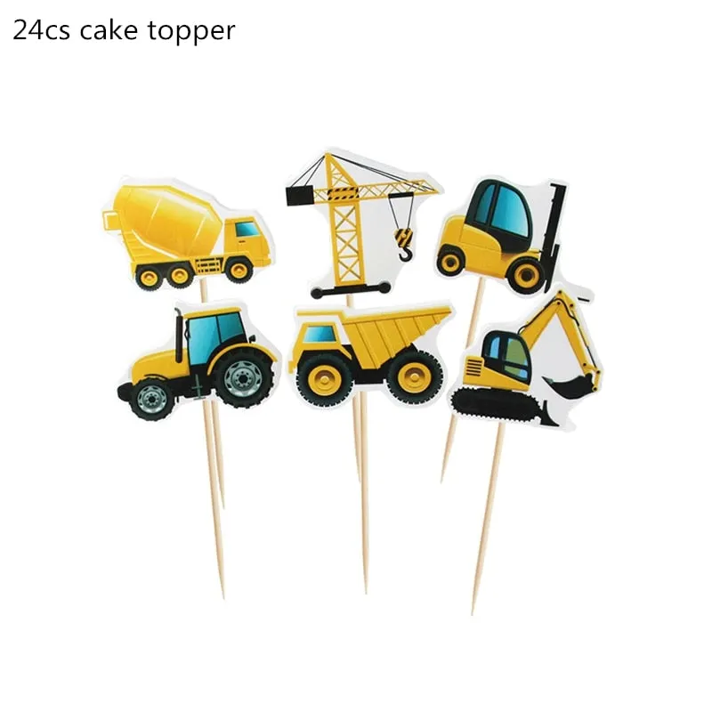 Construction Tractor Theme Excavator Inflatable Balloons Truck Vehicle Banners Baby Shower Kids Boys Birthday Party Supplies