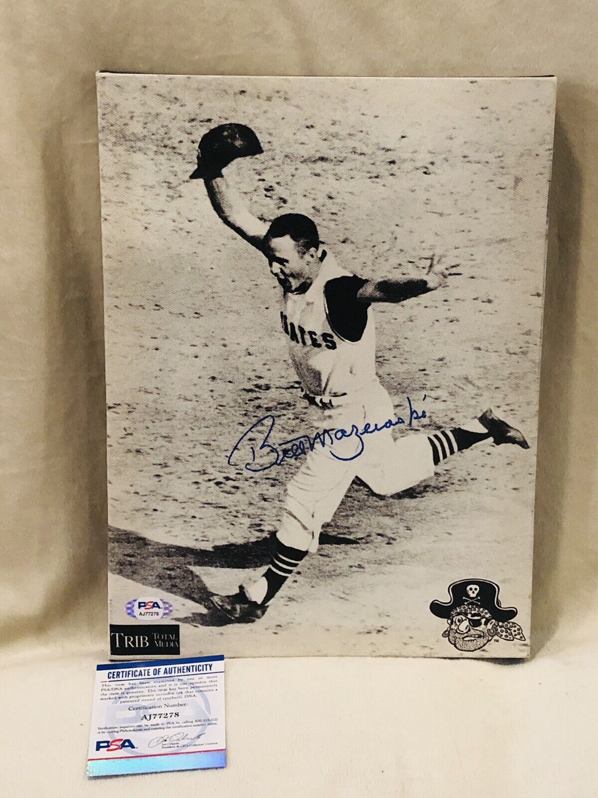 Bill Mazeroski Pittsburgh Pirates Signed 9x12 Canvas Warp Photo Poster painting 1960 WS HR PSA