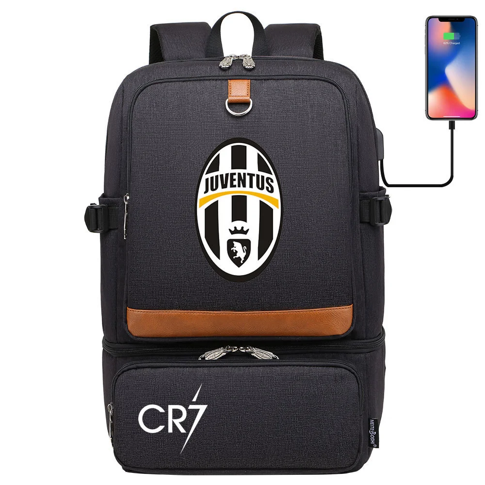 Buzzdaisy Get Sports-Ready with Cristiano Ronaldo Printed Multi-Storage Backpack w/ USB and Laptop Space