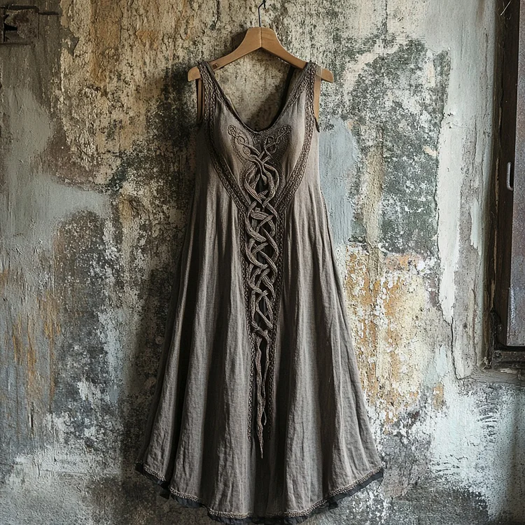 Viking Tribal Celtic Knot Lace Art Linen Tank Dress